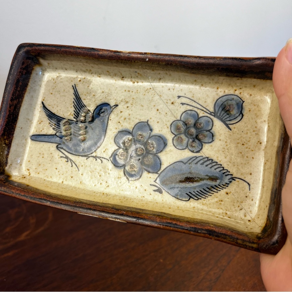 Vtg Tonala Ceramic Tray Trinket Dish Rectangle Rustic Handcraft MCM Mexico As Is
